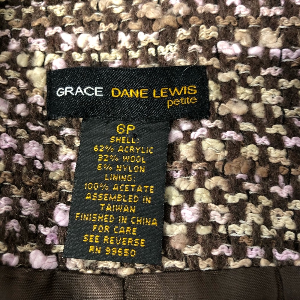 Grace Dane Lewis Petite Brown/Pink Boucle Jacket - Picture 7 of 8